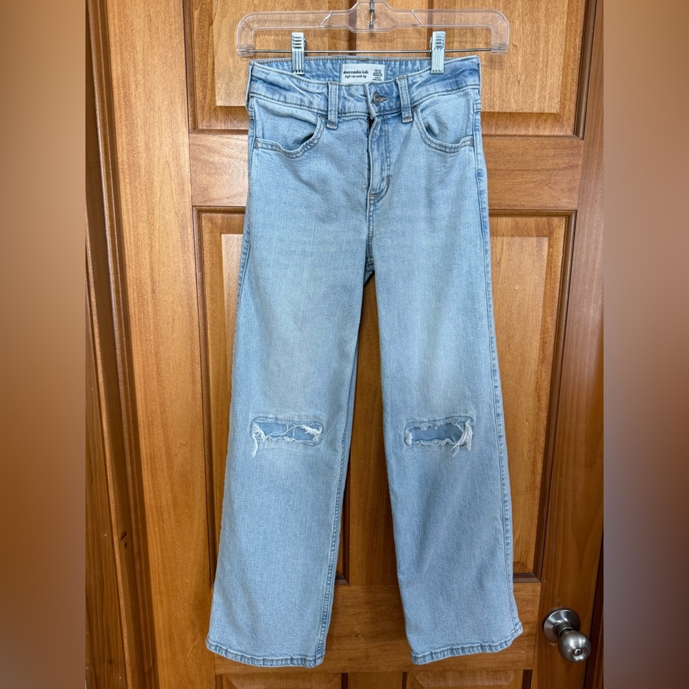 Abercrombie Kids faux distressed holes Wide Leg Jeans